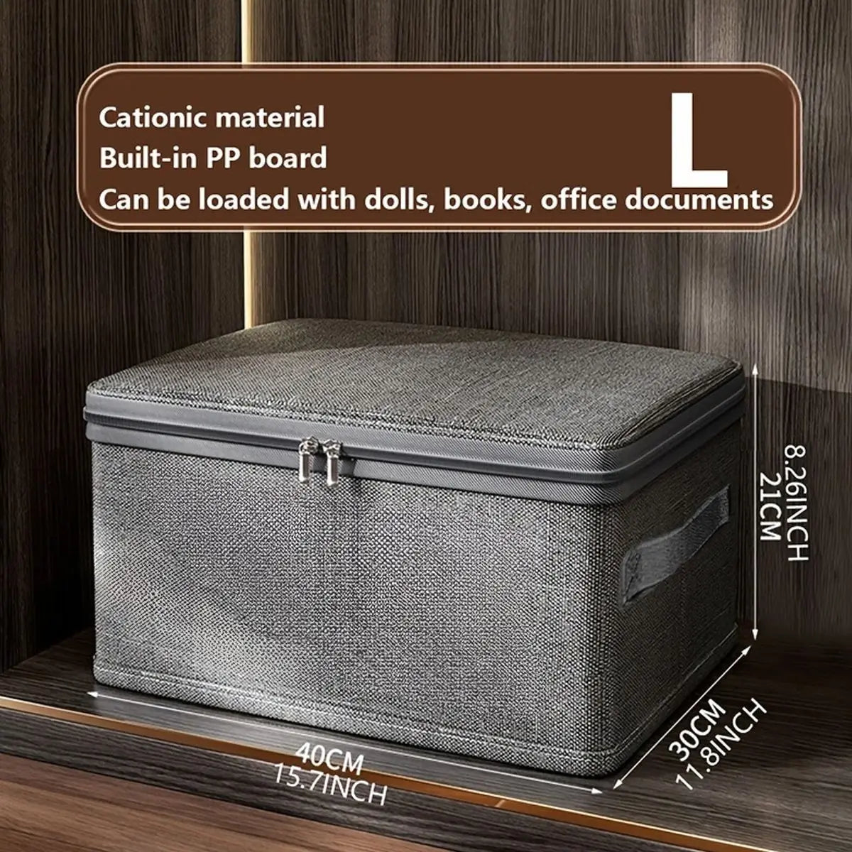 Premium Linen Like Fabric Storage Box Foldable Wardrobe Organizer with Sturdy Board Support Large Zipper Bin for Clothes Sweater