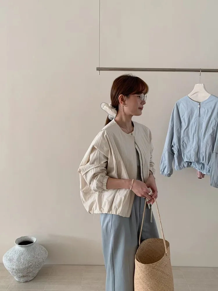 Korean Style Solid Color Women&