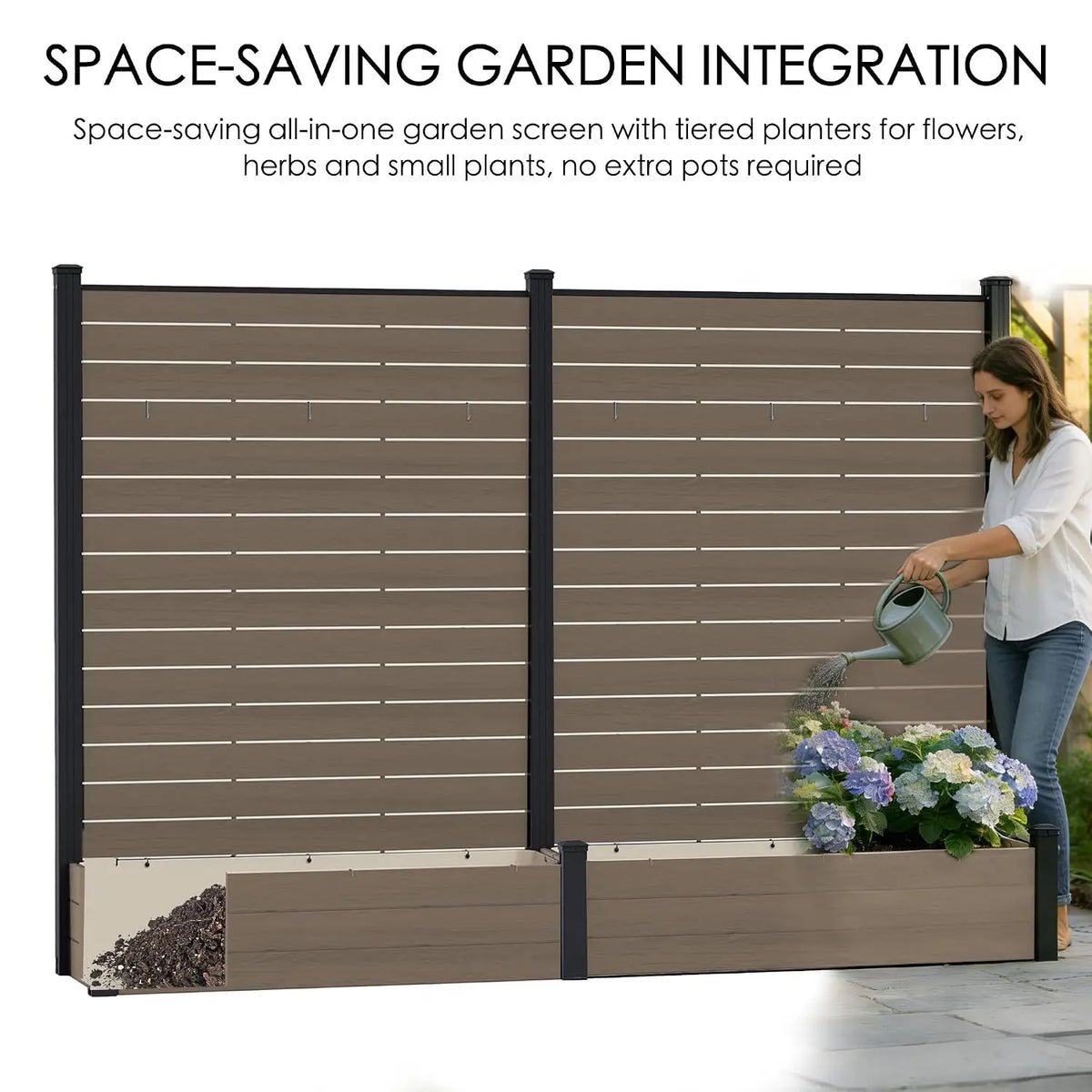 Privacy Screen with Planter 101" L x 70" H Outdoor Garden Screen, Customized