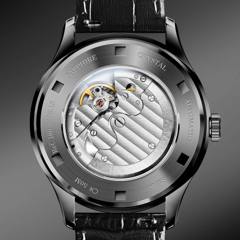 BORMAN Men Automatic Watch Fashion 41.5mm Mechanical Wristwatch 50M Waterproof Luminous Sapphire Mirror Gradient Dial Date