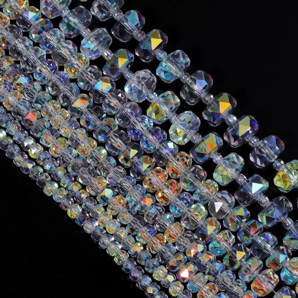 4/6/8mm Wheel Shape Austrian Crystal Glass Beads Flat Round Glass Loose Beads For Jewelry Making Bracelets DIY Accessories