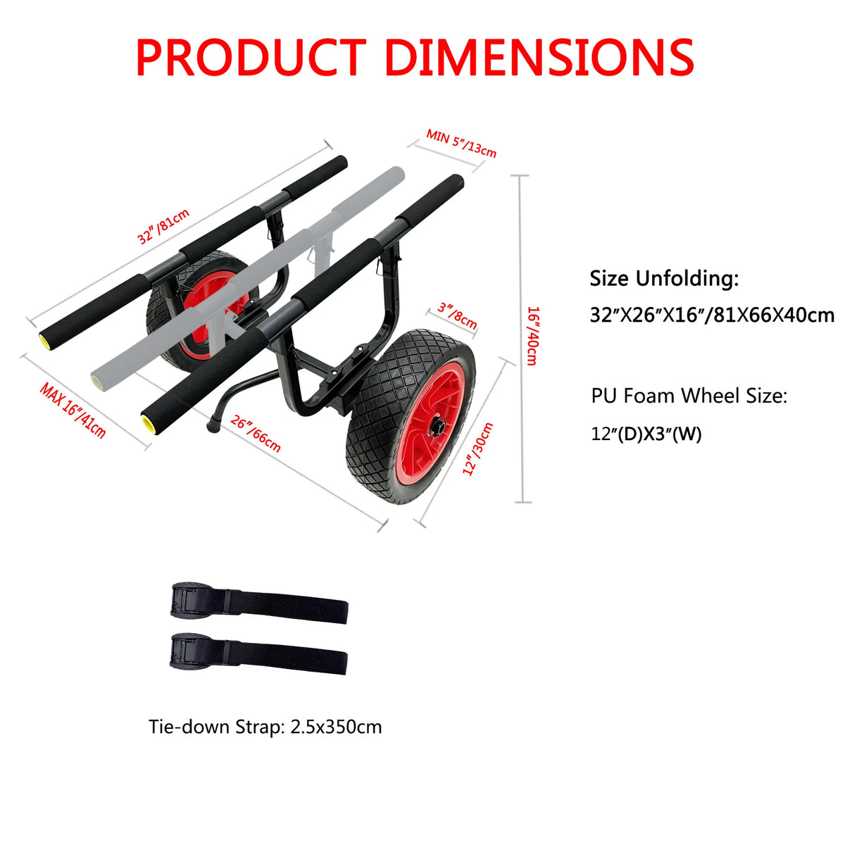 Heavy Duty Kayak Cart Dolly Canoe Trolley Wheels for Kayak SUP Paddleboard Surfboard Transport