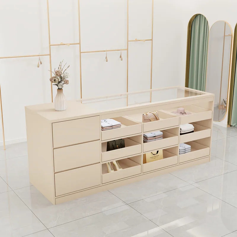 Modern Creative Clothing Store Island Cabinet Multi Layer Storage Display Cashier Counter Glass Ornament Office Furniture FYMS