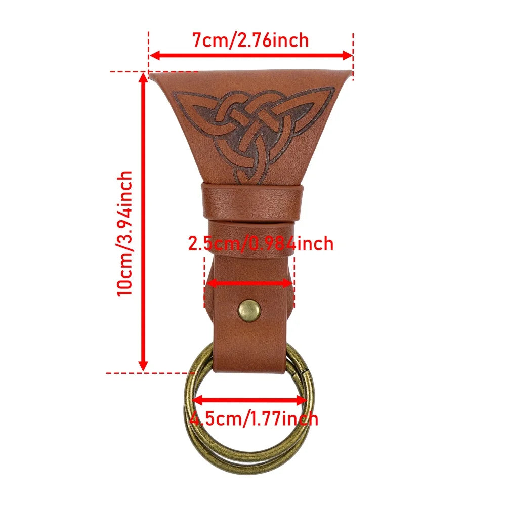 Medieval PU Leather Skirt Hike Vintage Celtic Double Ring Skirt Lifter Belt Accessory Viking Witch Renaissance LARP Fantasy Hall