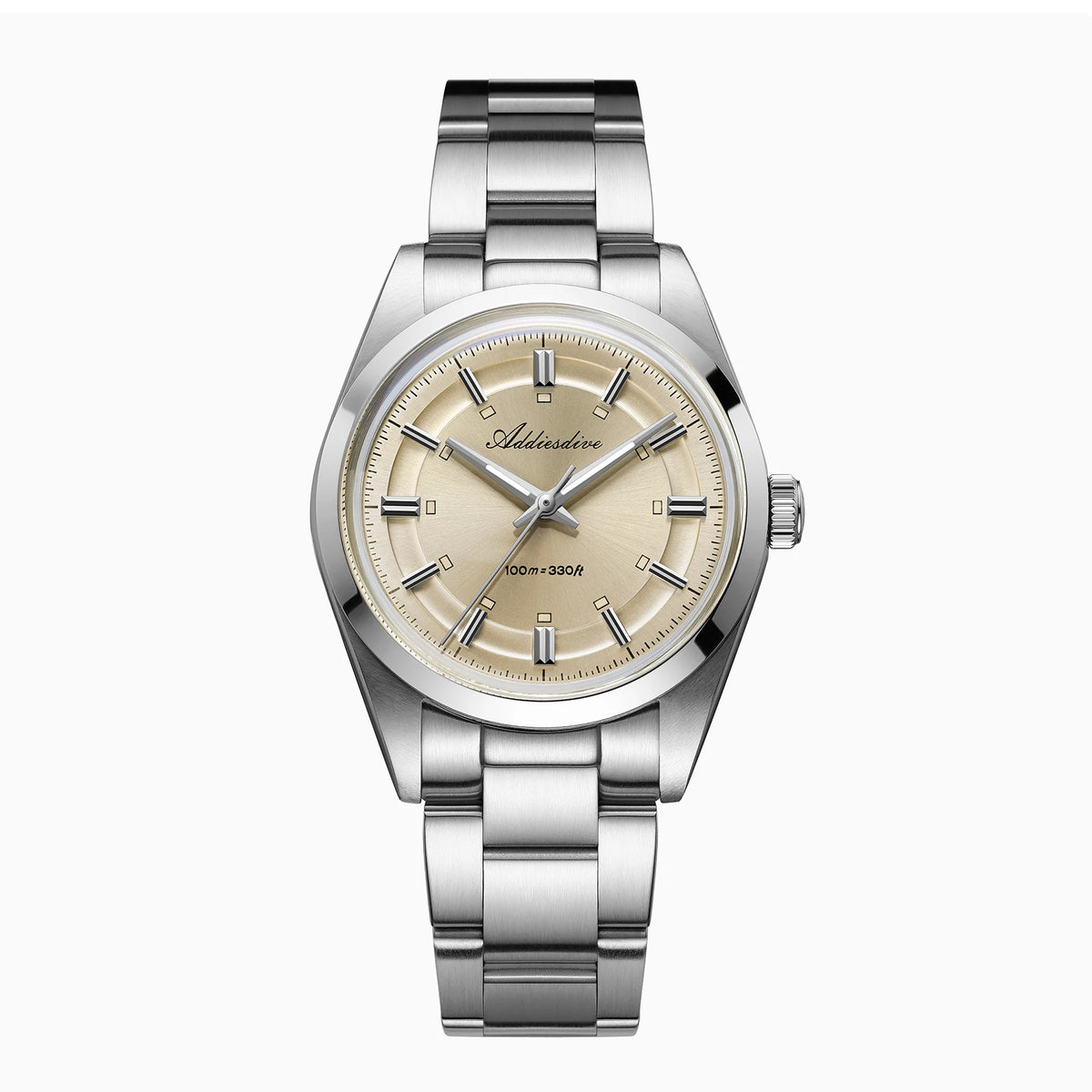 ADDIESDIVE Super Luminous Japan VH31 Ladies Watches 10Bar Waterproof Bubble Mirror Glass Quartz Watch Stainless Steel Wristwatch