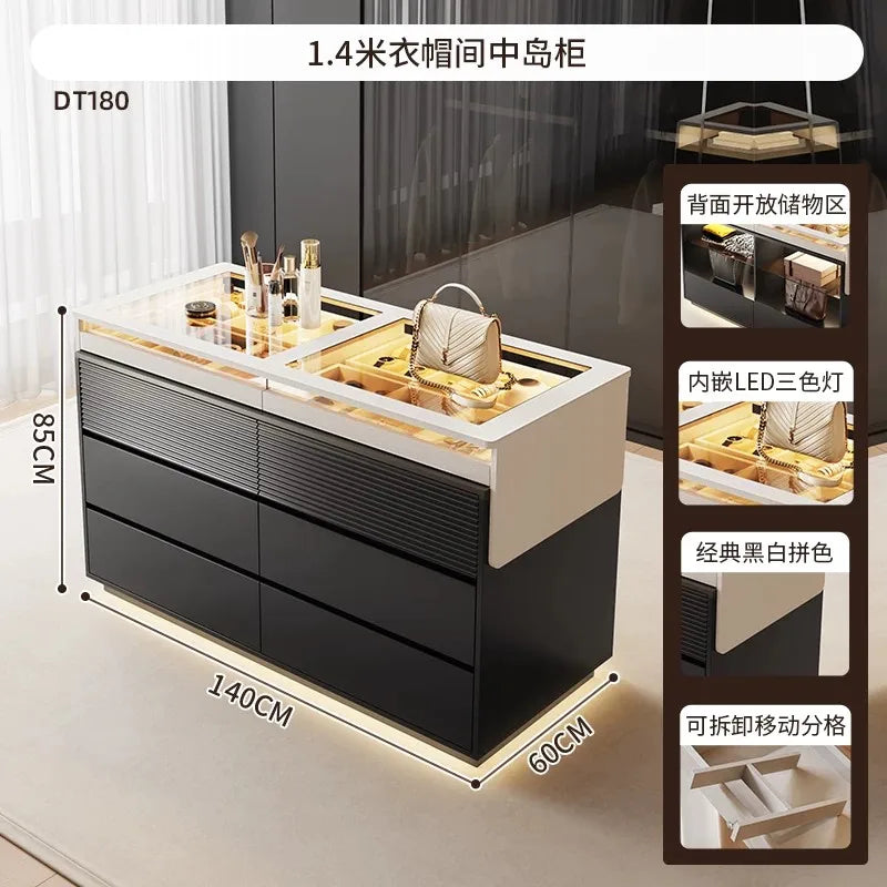 Nordic Cream Style Walk in Closet Island Cabinet Freestanding Jewelry Island Display Cabinet Bedroom Luxury Furniture FYMS