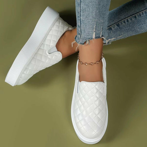 Slip-on Casual Platform Shoes Lightweight Flats Loafers Black/White