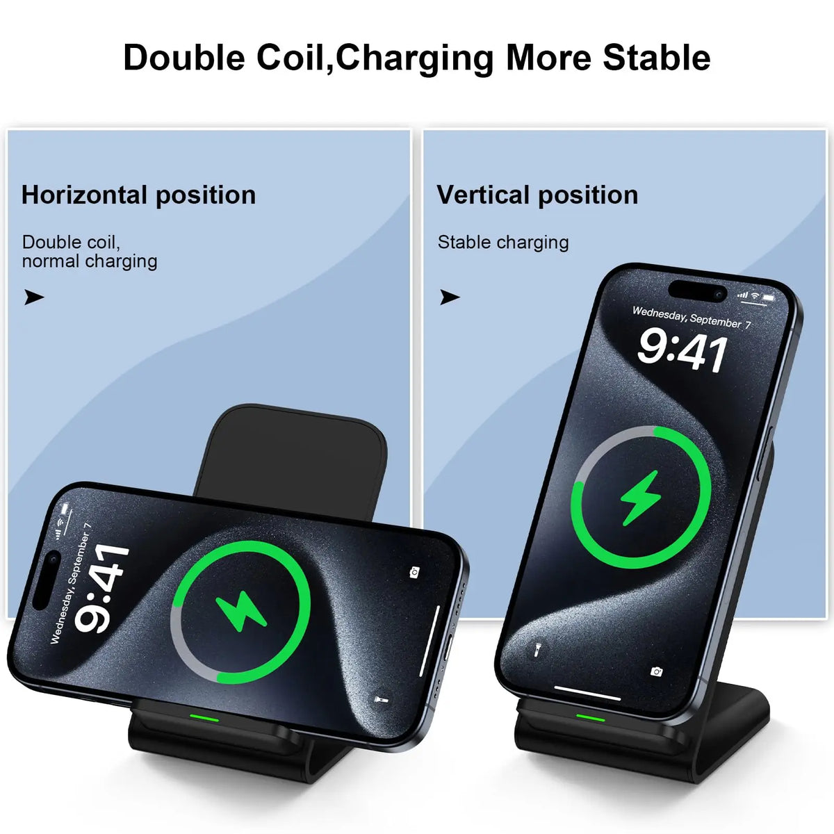 15W Wireless Charger Phone Holder Desk Fast Charging Charger Station for iPhone12-17,Samsung Galaxy S24-20 Xiaomi HUAWEI Android