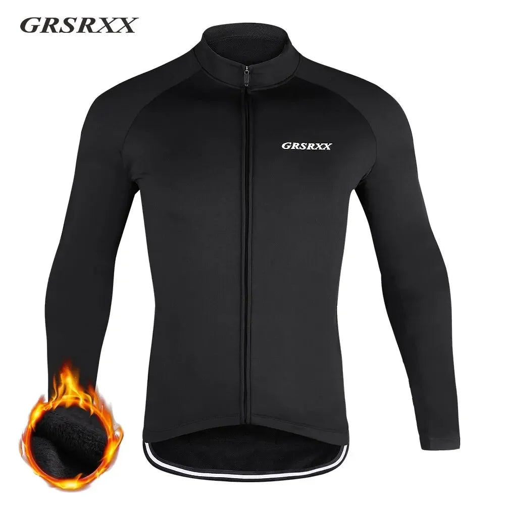 GRSRXX Men's Winter Cycling Jacket Thermal MTB Bike Coat Windproof Bicycle Jacket Long Sleeve Clothing Cycling Jersey Ciclismo