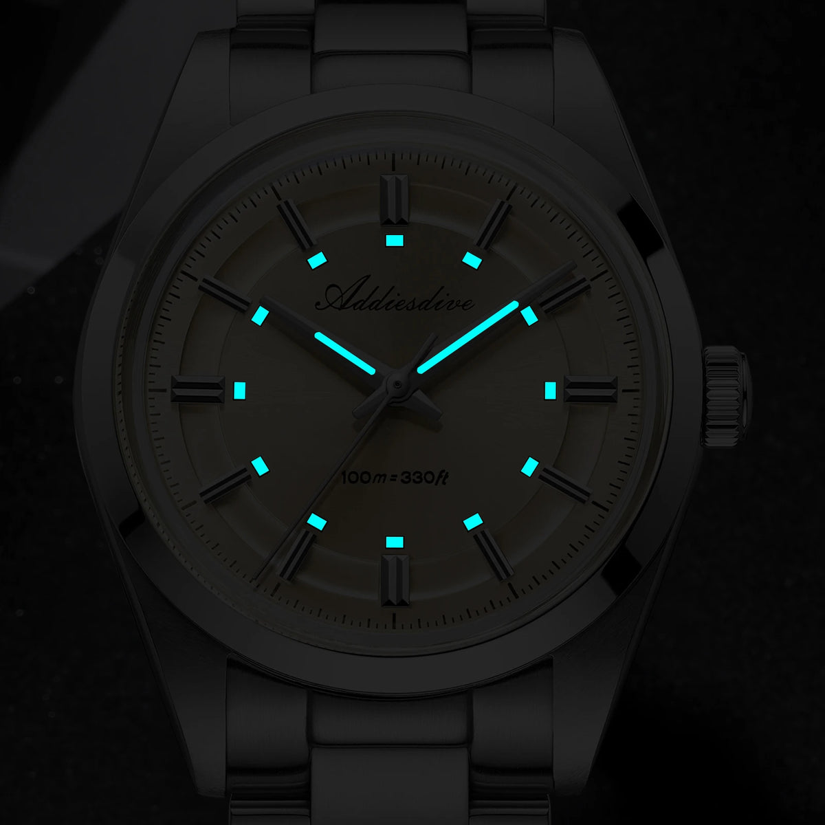 ADDIESDIVE Super Luminous Japan VH31 Ladies Watches 10Bar Waterproof Bubble Mirror Glass Quartz Watch Stainless Steel Wristwatch