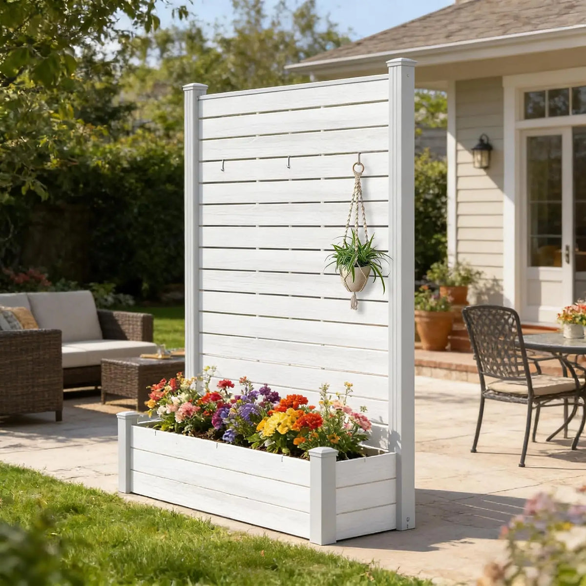 Privacy Screen with Planter 101" L x 70" H Outdoor Garden Screen, Customized