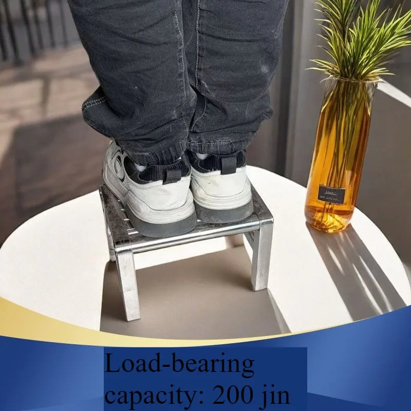 Stainless Steel Stool Small Stool Thickened Low Stool Load-Bearing 100kg Bath Foot Pedal Quartet Antique Stainless Steel Stool