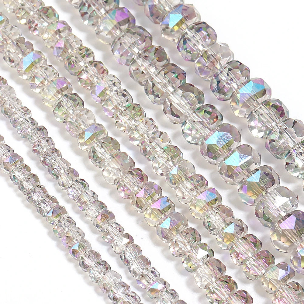 4/6/8mm Wheel Shape Austrian Crystal Glass Beads Flat Round Glass Loose Beads For Jewelry Making Bracelets DIY Accessories