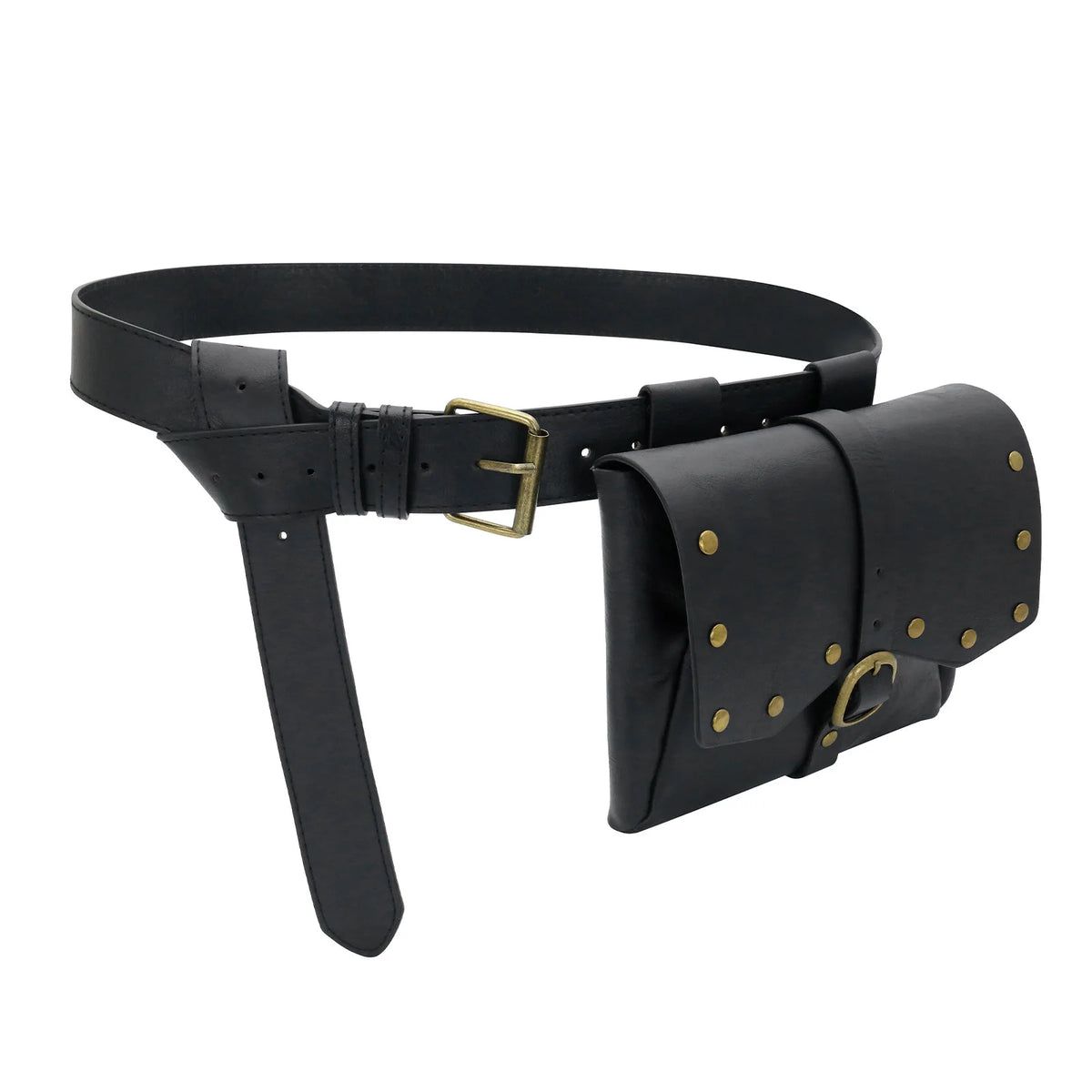 Viking Retro Pu Leather Waist Belt Medieval Flap Fanny Pack Drawstring Coin Purse Dice Bag for Renaissance Fairs LARP Cosplay Party