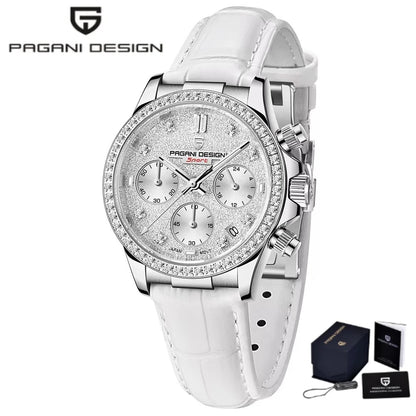 PAGANI DESIGN Women Chronograph Quartz Watch Rose Gold Luxury Sapphire Stainless Steel Elegant Sports Ladies Wristwatch