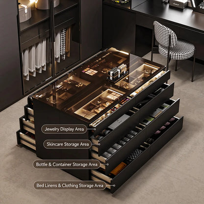 Nordic Cream Style Walk in Closet Island Cabinet Freestanding Jewelry Island Display Cabinet Bedroom Luxury Furniture FYMS