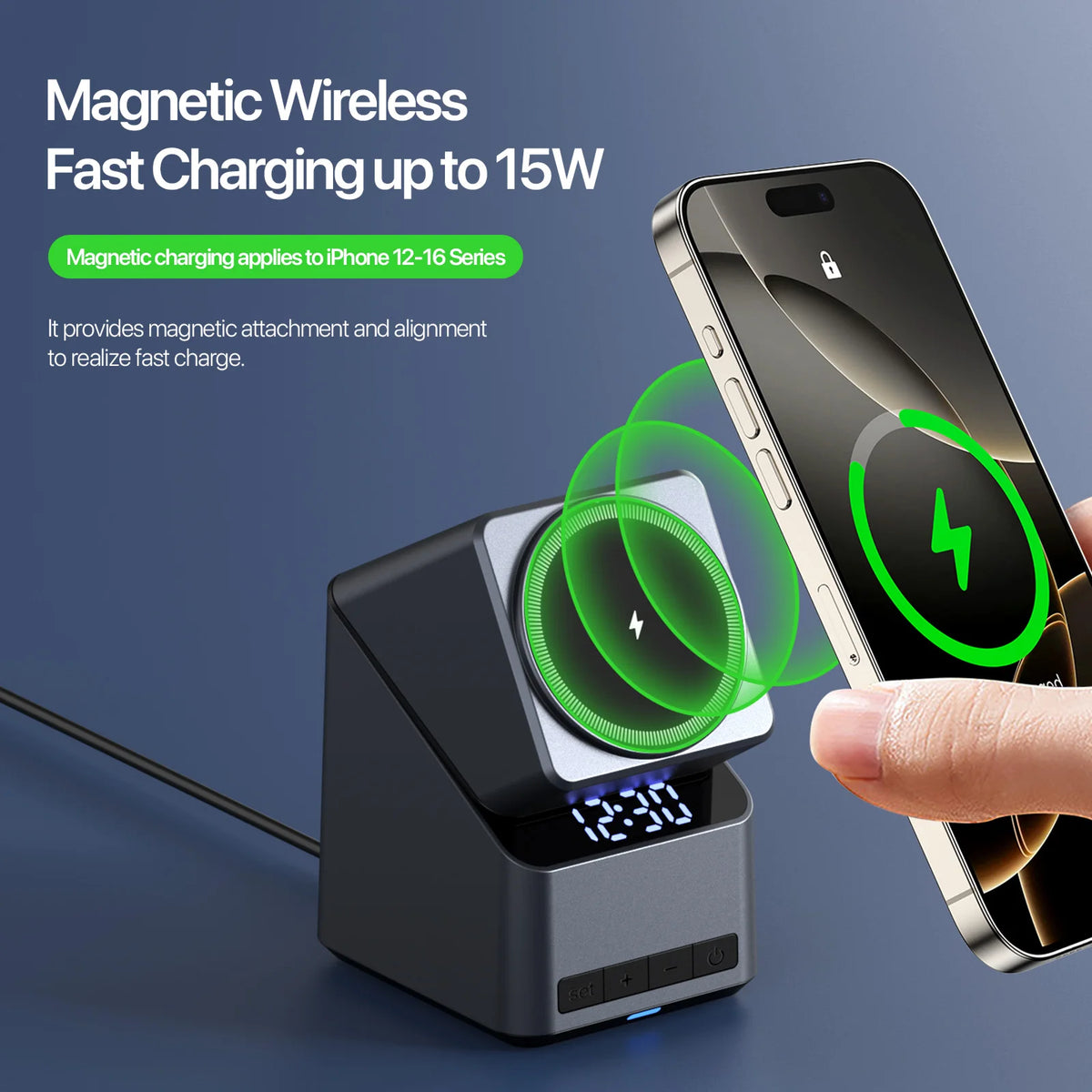 Magnetic 4 in 1 Auto Rotation Wireless Charger Fast Charging Up To 15W for Iphone 16 15 14 13 Pro Max, Iwatch, Airpods Pro