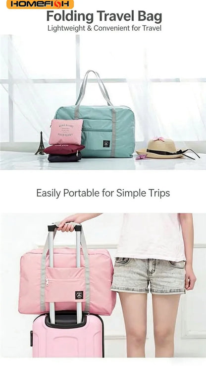 Homefish Folding Travel Storage Bag Large Capacity Luggage Handbag for Travel Moving
