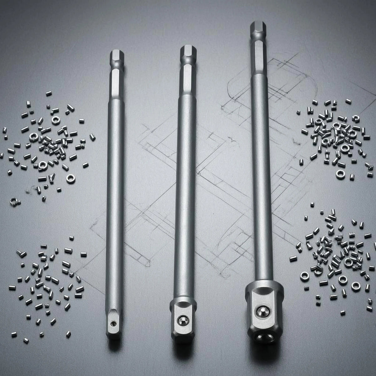 3 Pieces Hex to Square Adapter 150 Mm Socket Adapter Set Tool Accessory Long-Lasting Corrosion Resistant