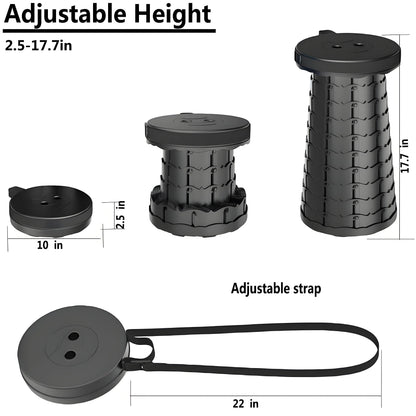 Space Saving Collapsible Stool Portable Camping Seat with Large Capacity Lightweight Outdoor Hiking Fishing Subway Bus Commuting