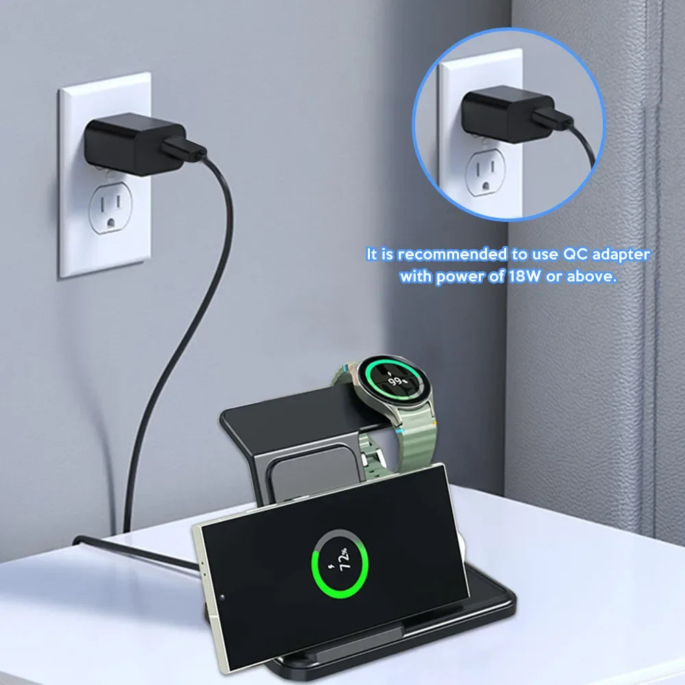 3 IN 1 Wireless Charger Station For Samsung S25 S24 S23 S22 S21 S20 Buds3 Pro/Buds Galaxy Watch 8 7 6 5 4 3 Fast Charging Stand