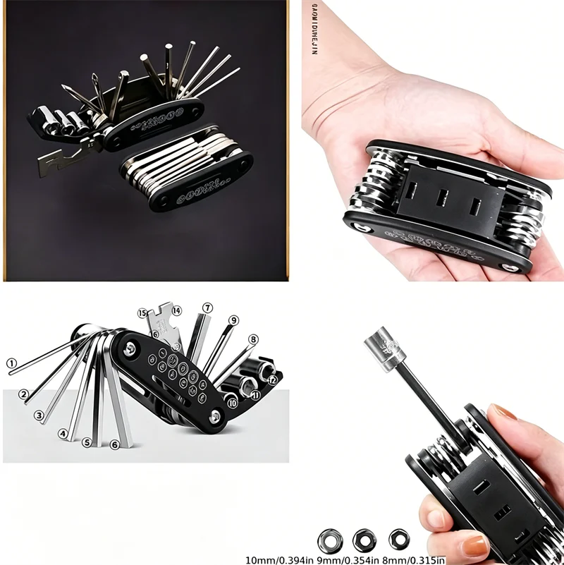 16-in-1 Socket Wrench Set, Non-Slip Rotating Head. Durable Stainless Steel for Home & Car Repairs. Easy & Universal Tool.