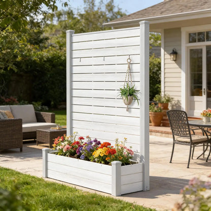 Privacy Screen with Planter 101" L x 70" H Outdoor Garden Screen, Customized