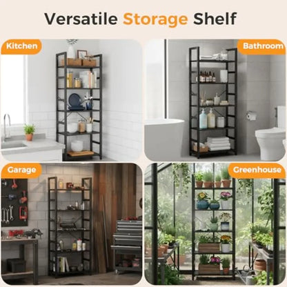 5-Tier Bookshelf, Modern Tall Bookcase, Open Storage Display Shelf for Living Room, Bedroom, Home Office, Narrow Standing Shelv