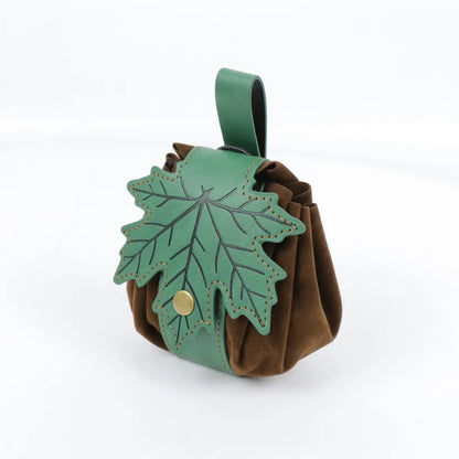PU Leather Leaf Waist Bag for Women, Medieval Renaissance Belt Pouch, Forest Elf Ranger LARP Costume Accessory