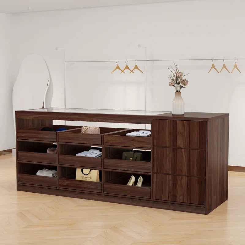 Modern Creative Clothing Store Island Cabinet Multi Layer Storage Display Cashier Counter Glass Ornament Office Furniture FYMS