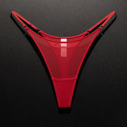 Mesh Women Briefs Seamless Thong Ultra-thin Sexy High Slit Underwear Transparent Gauze Sports Fitness G-string Plus Size