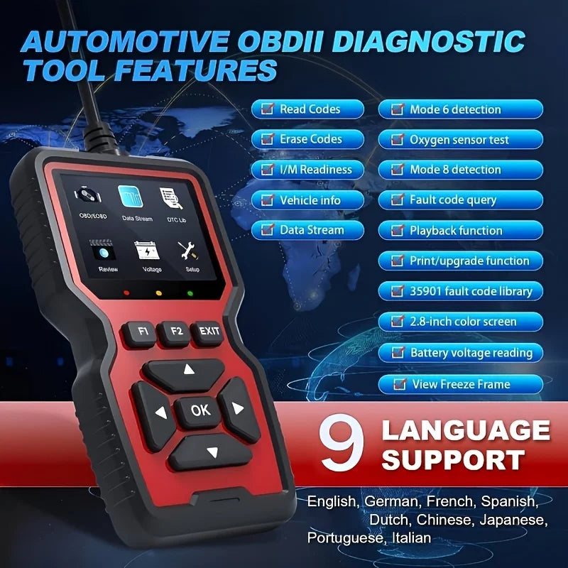 V519 Professional Obd2 Scanner - Usb-Powered Car Diagnostic Tool with Real-Time Data Stream, Full-Featured Obd Ii Testing (I/M Ready, Bod2/Eobd), Clears Engine Fault Lights, Reads/Erases Codes for Most Vehicles, Car Maintenance, Ergonomic Design, Durable