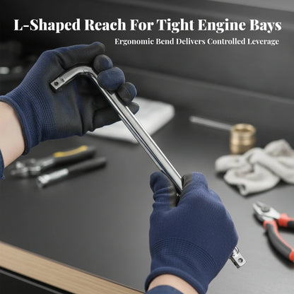 Socket Drive Bar Heavy-Duty Extension Bar with Knurled Grip Hand Tool Tight Confined Areas Mirror-Polished for Mechanics