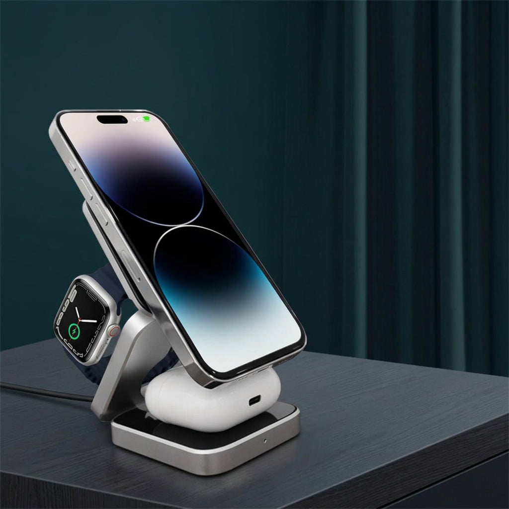Foldable Magnetic Wireless Charger Stand Magnet Fast Charging Station For Samsung S25 S24 iPhone 16 For Galaxy Watch 8 7 Airpods