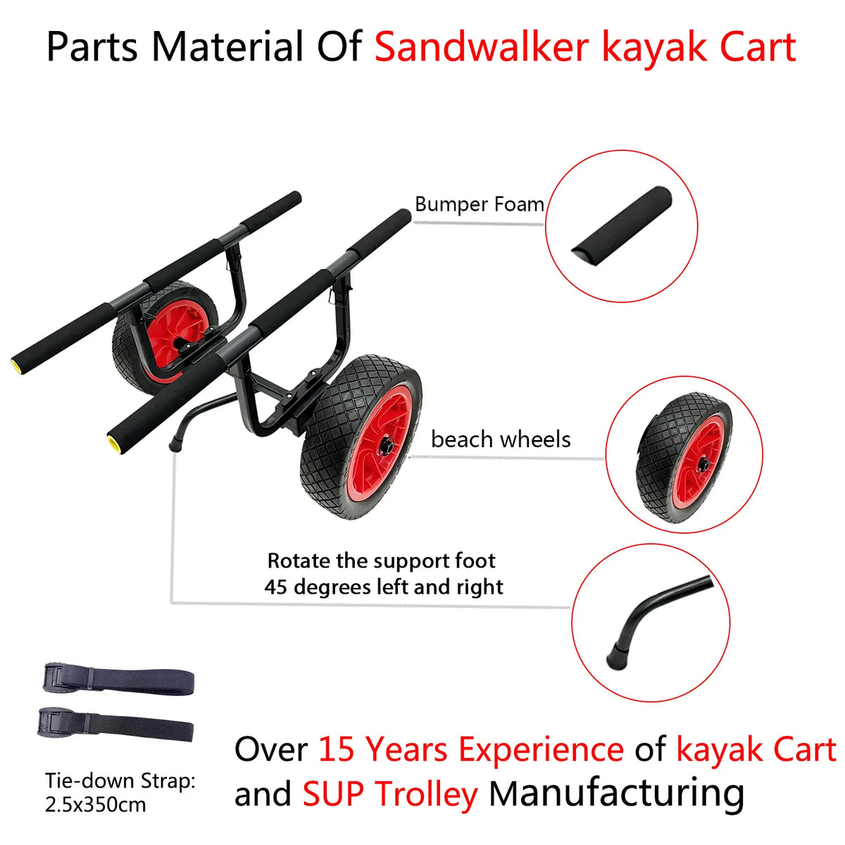 Heavy Duty Kayak Cart Dolly Canoe Trolley Wheels for Kayak SUP Paddleboard Surfboard Transport