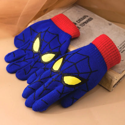 Spider Pattern Winter Warm Knitted Gloves Soft Stretch Full Finger Gloves for Daily Wear Christmas Gift