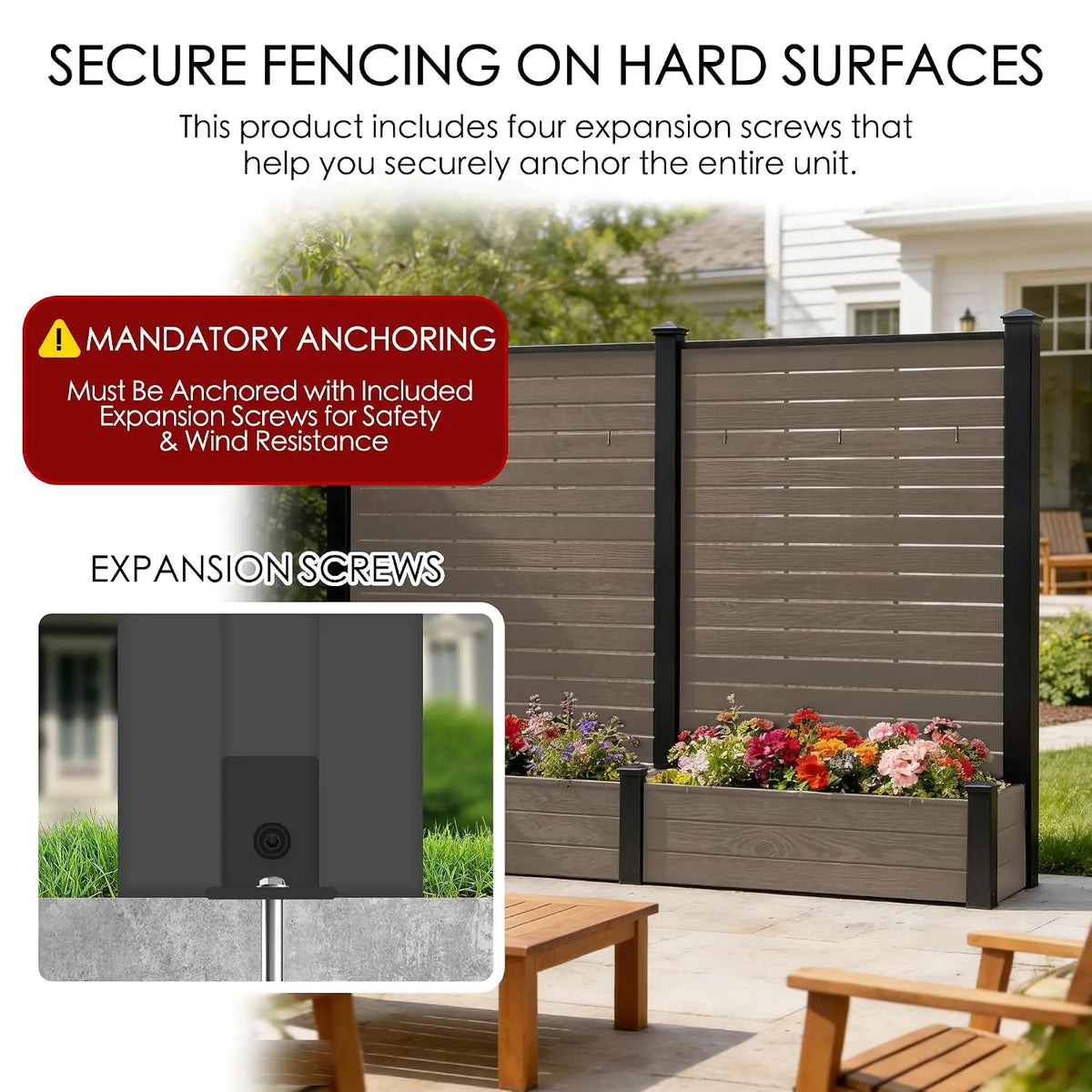 Privacy Screen with Planter 101" L x 70" H Outdoor Garden Screen, Customized