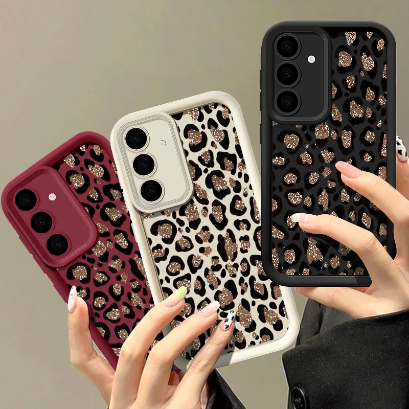 Brown Leopard Print Phone Case For Samsung Galaxy A17 A57 A56 A16 A18 A55 A36 A26 5G S26 S25 S23 S24 Ultra S24 S25 FE TPU Cover