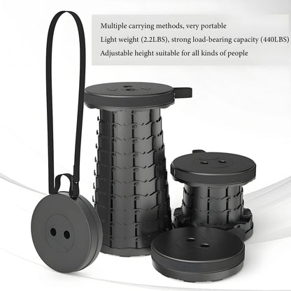 Space Saving Collapsible Stool Portable Camping Seat with Large Capacity Lightweight Outdoor Hiking Fishing Subway Bus Commuting