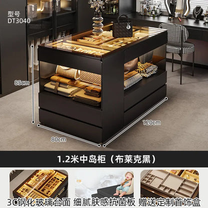 Nordic Cream Style Walk in Closet Island Cabinet Freestanding Jewelry Island Display Cabinet Bedroom Luxury Furniture FYMS