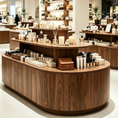 Japanese Style Wooden Multi-layer Island Display Cabinet High-end Jewelry Cosmetic Display Stand Designer Office Furniture FYMS