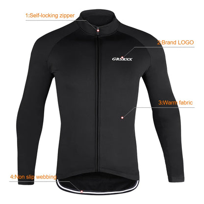 GRSRXX Men's Winter Cycling Jacket Thermal MTB Bike Coat Windproof Bicycle Jacket Long Sleeve Clothing Cycling Jersey Ciclismo