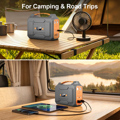 100W/146Wh Portable Power Station Solar Generator AC DC USB USB C Power Bank LED Flashlight For Laptop Phone Tablet Fan Camera Tent Camping Outdoor Trip Emergency Use