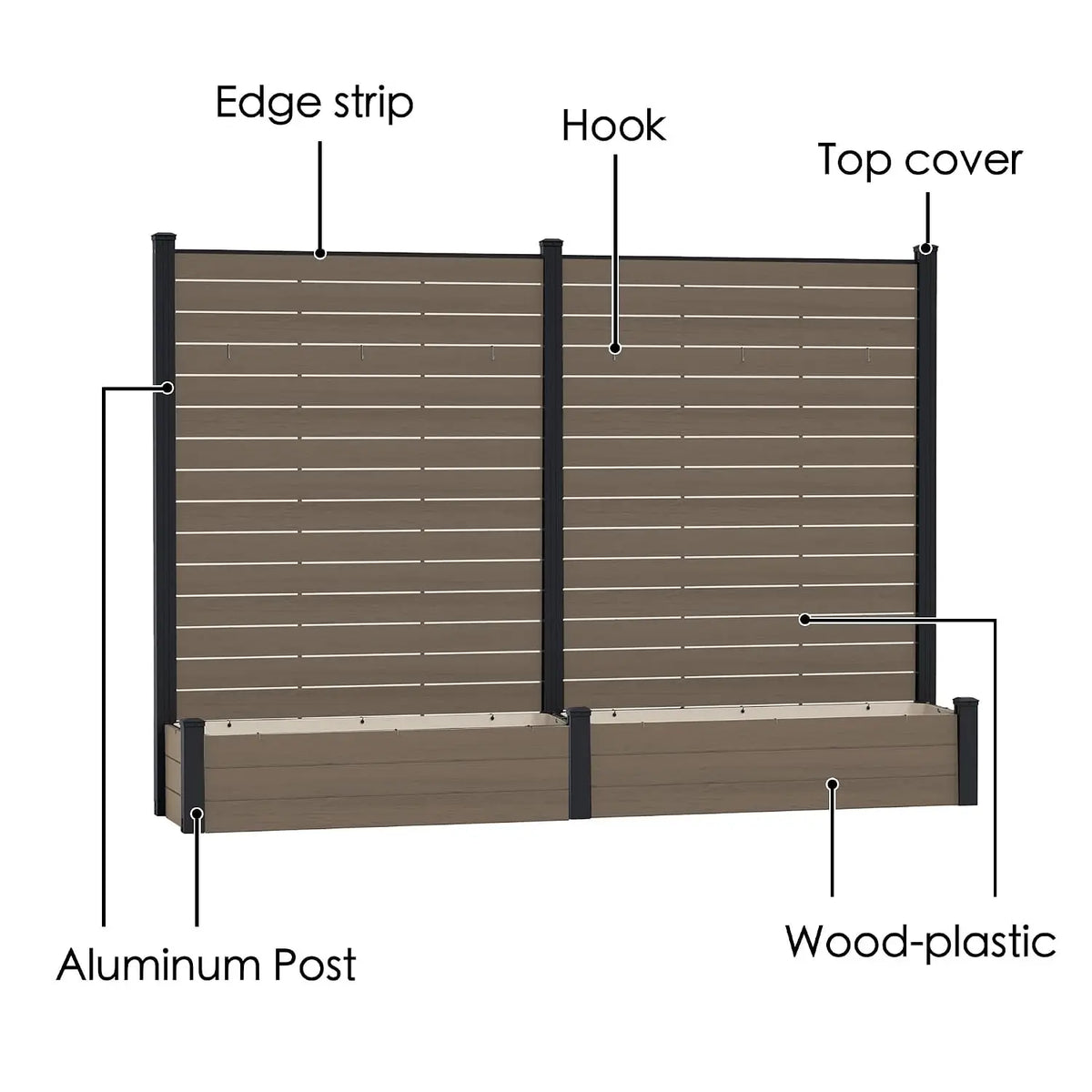 Privacy Screen with Planter 101" L x 70" H Outdoor Garden Screen, Customized