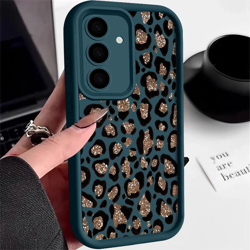 Brown Leopard Print Phone Case For Samsung Galaxy A17 A57 A56 A16 A18 A55 A36 A26 5G S26 S25 S23 S24 Ultra S24 S25 FE TPU Cover
