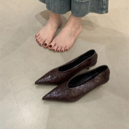 2025 Autumn New Commuter Wind Flat Heel Shallow Mouth Pointed Toe Single Shoes Women&