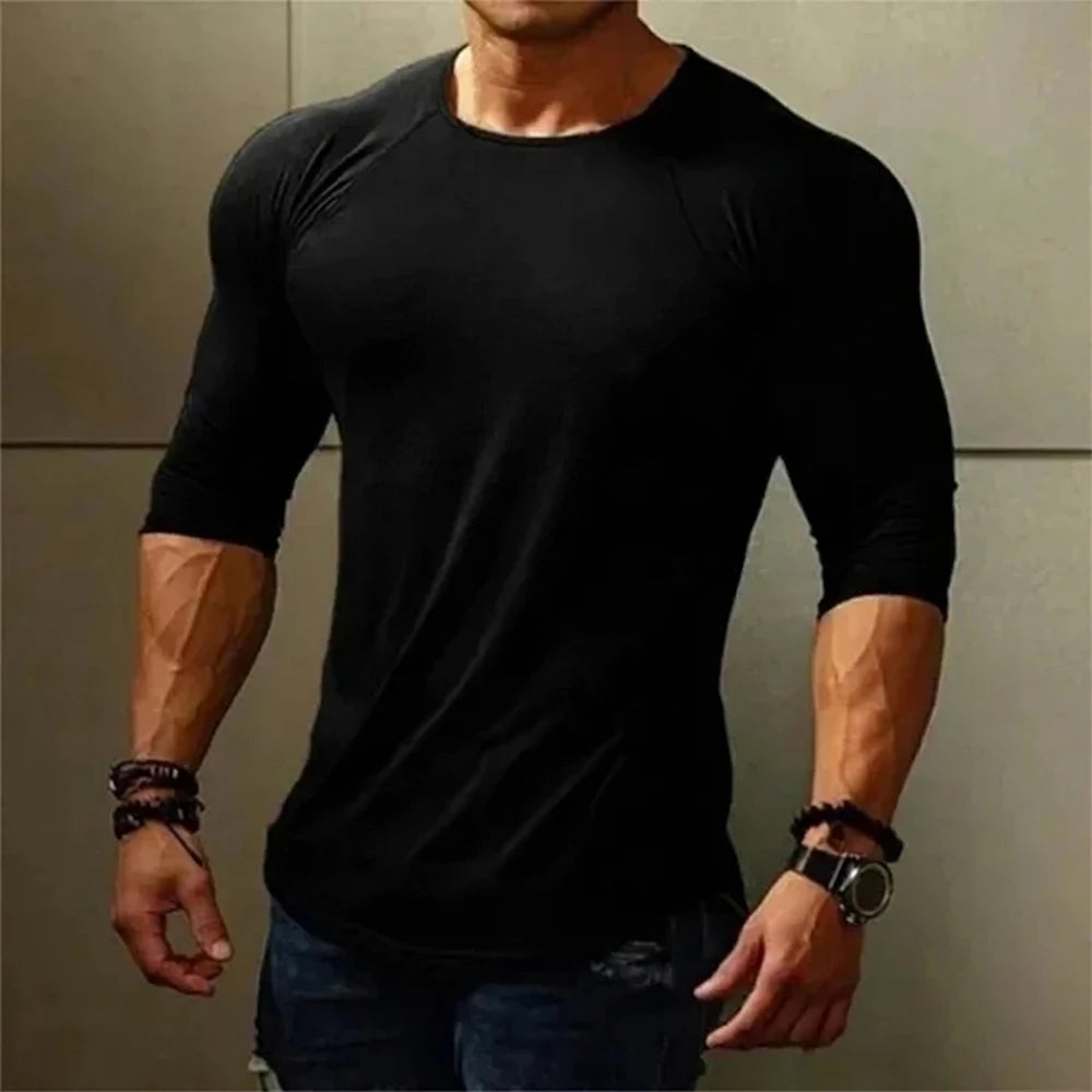 Mens Autumn Long Sleeve T-Shirts Casual O-Neck Shirts Fitness Sports T-Shirt Men&