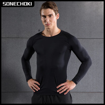 Compression Running Shirt Men Quick Dry Long Sleeve Sportswear For Male Gym Clothing Fitness Tee Training Workout Muscle Top