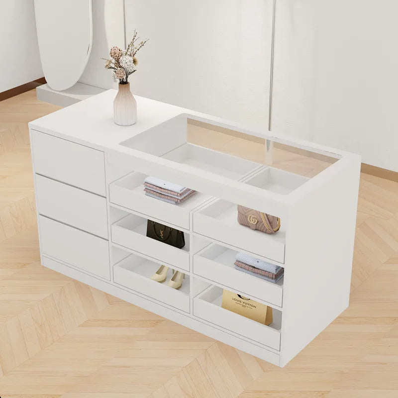 Modern Creative Clothing Store Island Cabinet Multi Layer Storage Display Cashier Counter Glass Ornament Office Furniture FYMS