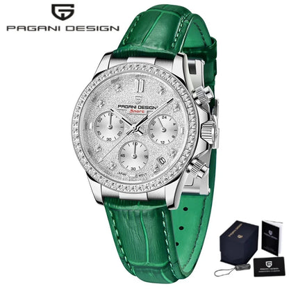 PAGANI DESIGN Women Chronograph Quartz Watch Rose Gold Luxury Sapphire Stainless Steel Elegant Sports Ladies Wristwatch